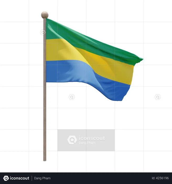 Gabon Flagpole Flag 3D Flag