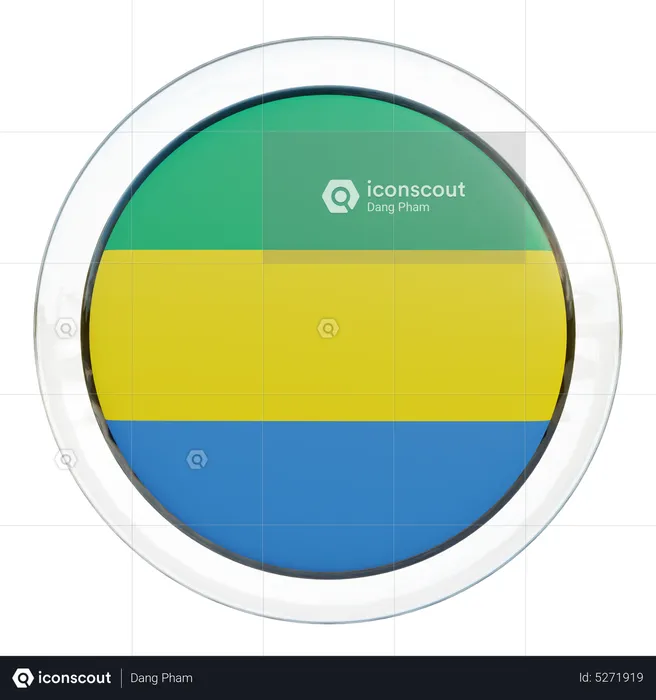 Gabon Round Flag Flag 3D Icon