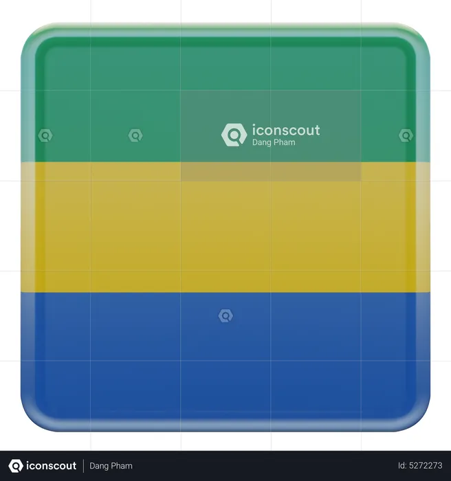 Gabon Square Flag Flag 3D Icon