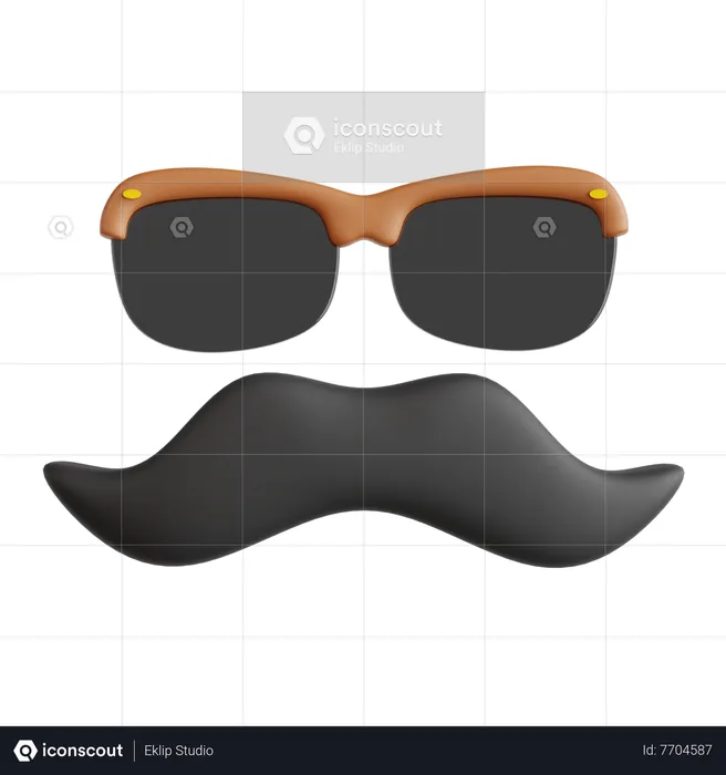 Gafas y bigote  3D Icon