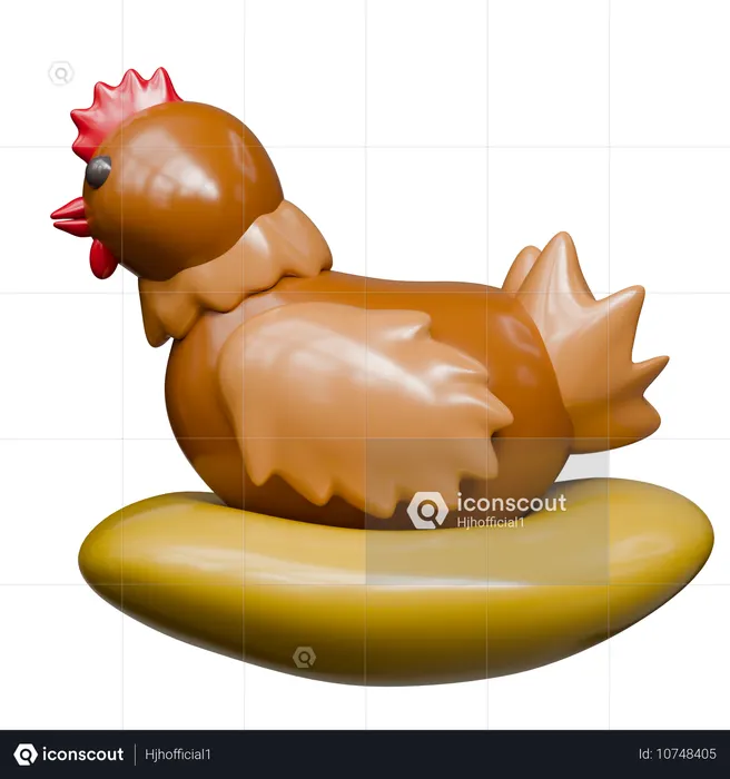 Galinha botando ovos  3D Icon