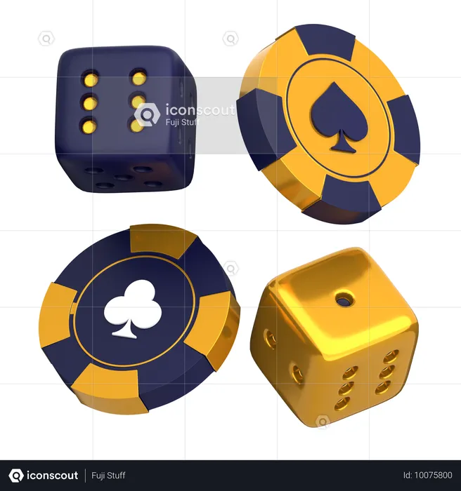 Gambling coin and dice  3D Icon