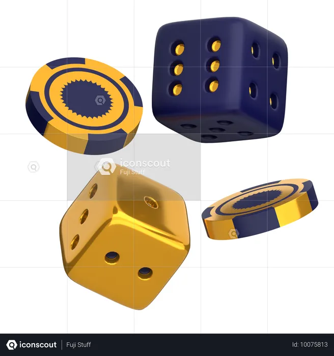 Gambling coin and dice  3D Icon