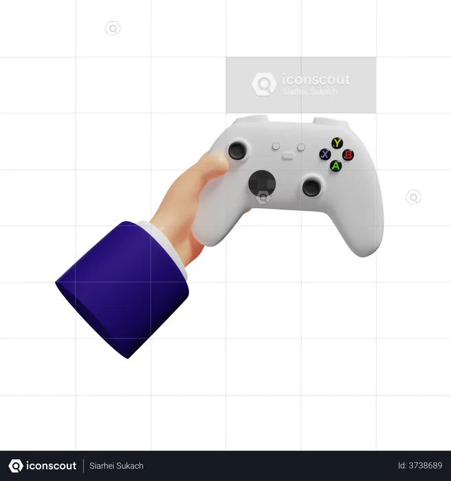 Game Controller In Hand  3D Illustration