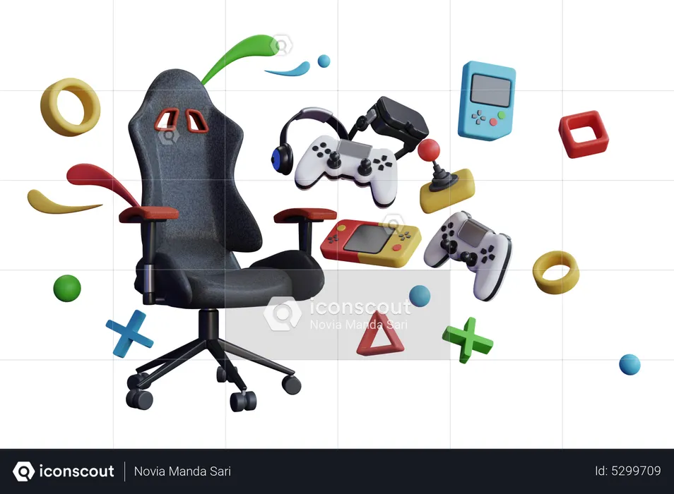 Gaming Chair console hanging with gaming equipment  3D Illustration