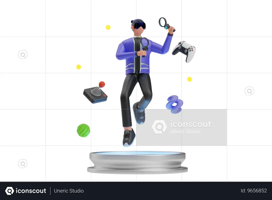 Gaming in Metaverse  3D Illustration