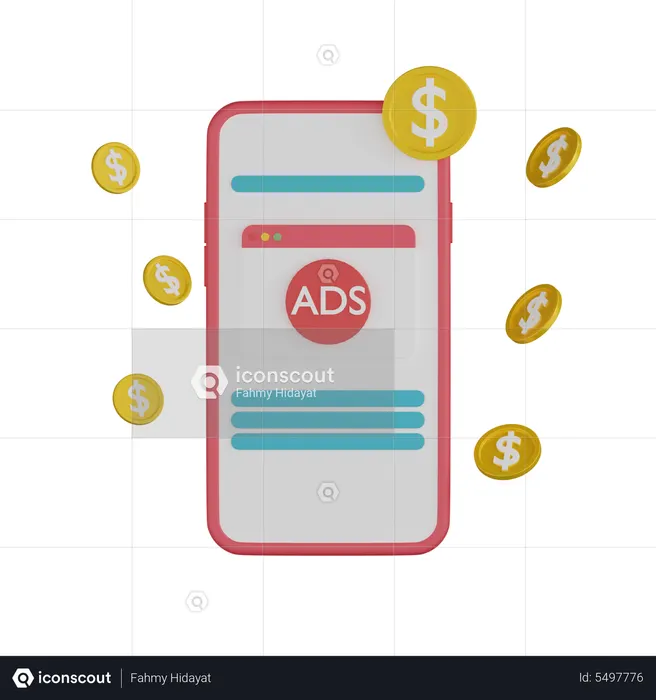Ganancias de anuncios móviles  3D Icon