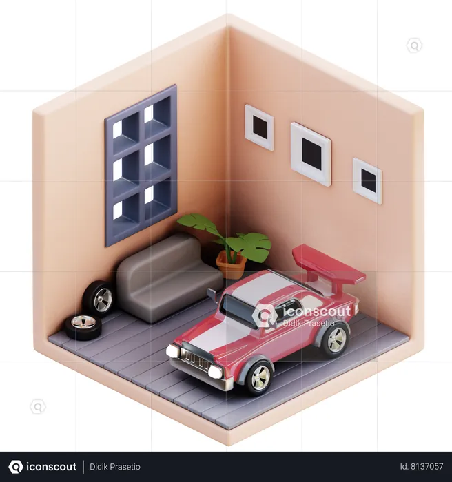 Garagem  3D Illustration