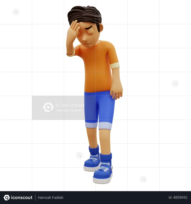 Garçon dans une pose étourdie  3D Illustration