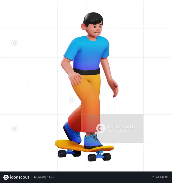 Garçon faisant du skateboard  3D Illustration