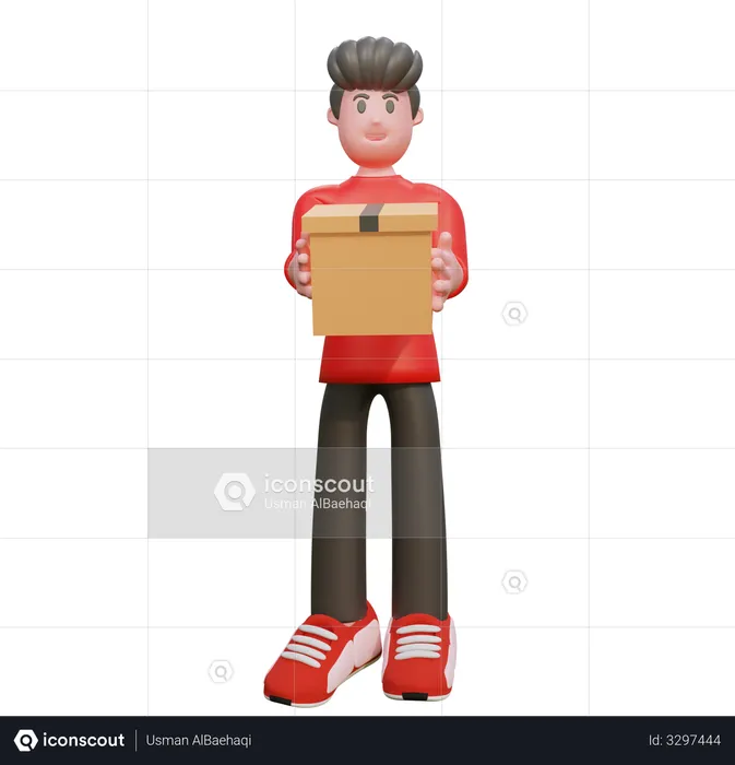 Garçon tenant une boîte  3D Illustration