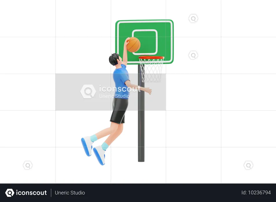 Garçon jouant au basket-ball  3D Illustration