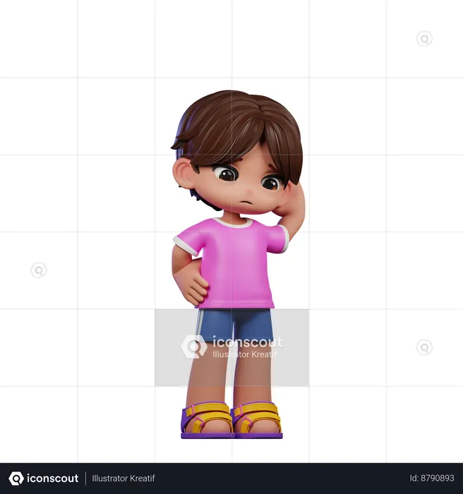 Joli garçon donnant une pose d'inquiétude  3D Icon