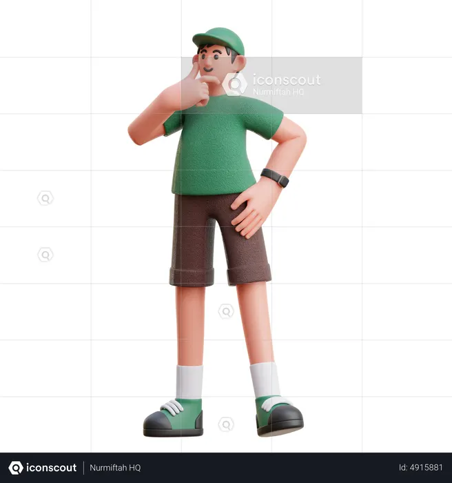 Un garçon qui pense à quelque chose  3D Icon