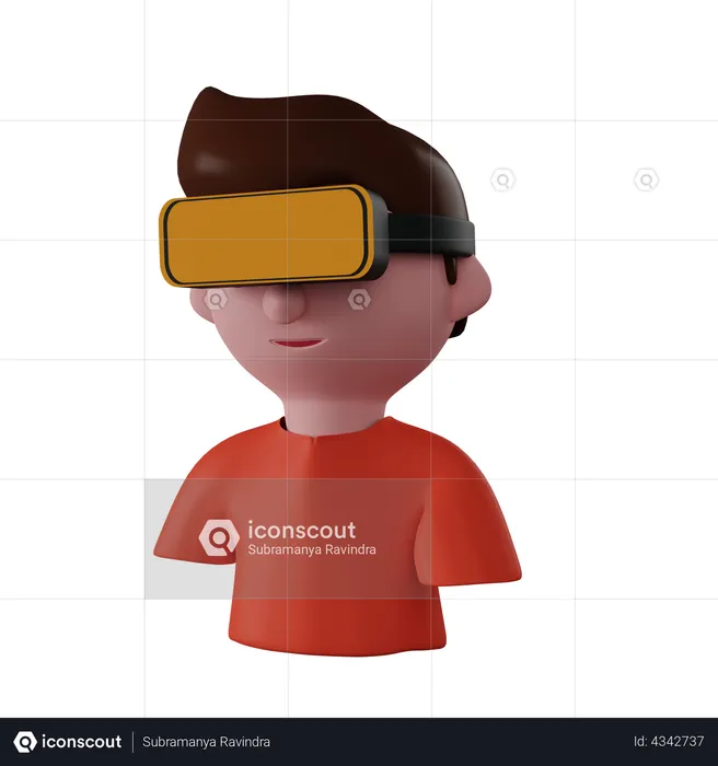 Garçon portant un casque vr  3D Illustration