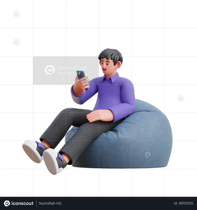 Garçon regardant un portable  3D Icon