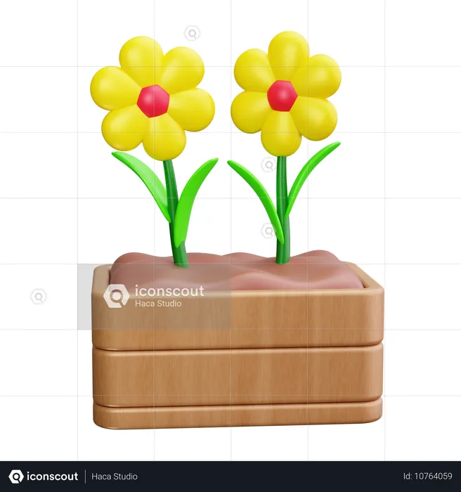 庭の花壇  3D Icon