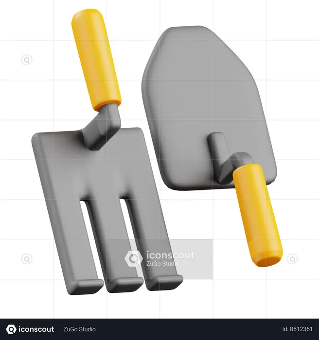 Garden Fork and Scop  3D Icon