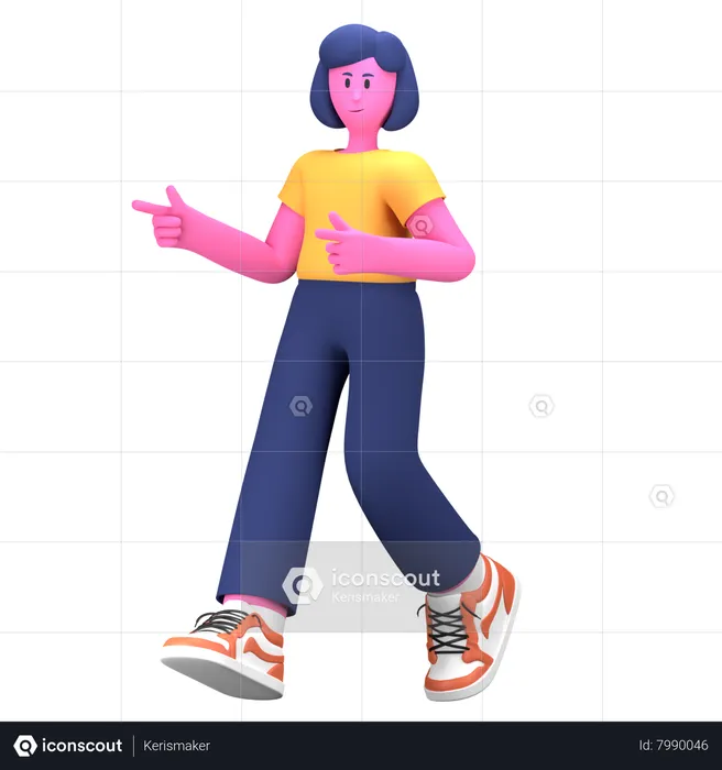 Menina andando  3D Illustration