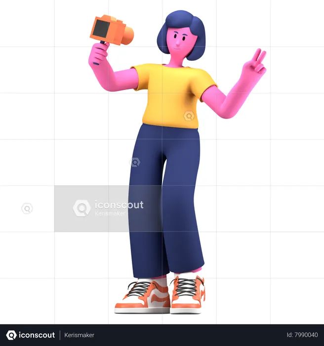 Garota atirando em seu próprio vlog  3D Icon