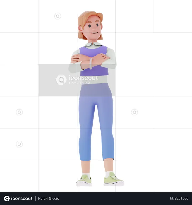 Menina com pose firme  3D Illustration