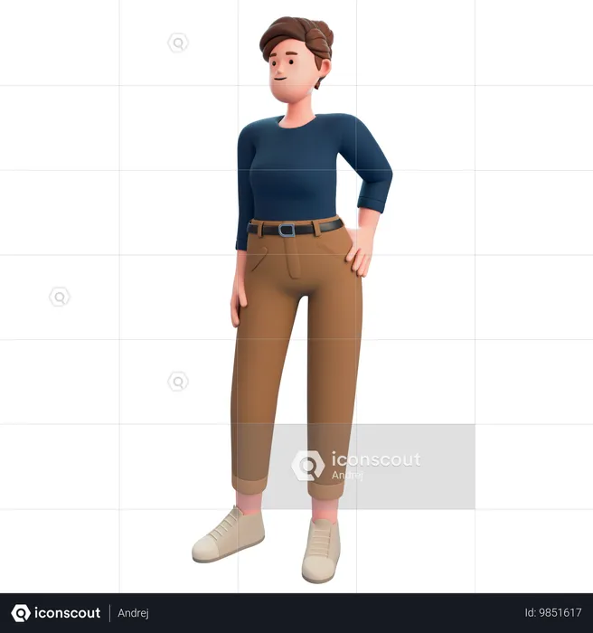 Menina fazendo pose em pé  3D Illustration