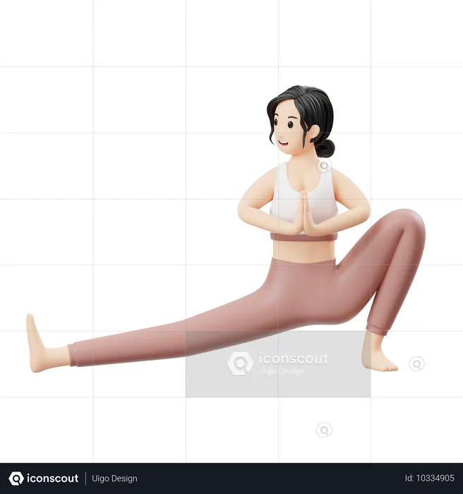 Garota de ioga fazendo pose de Niyama  3D Icon