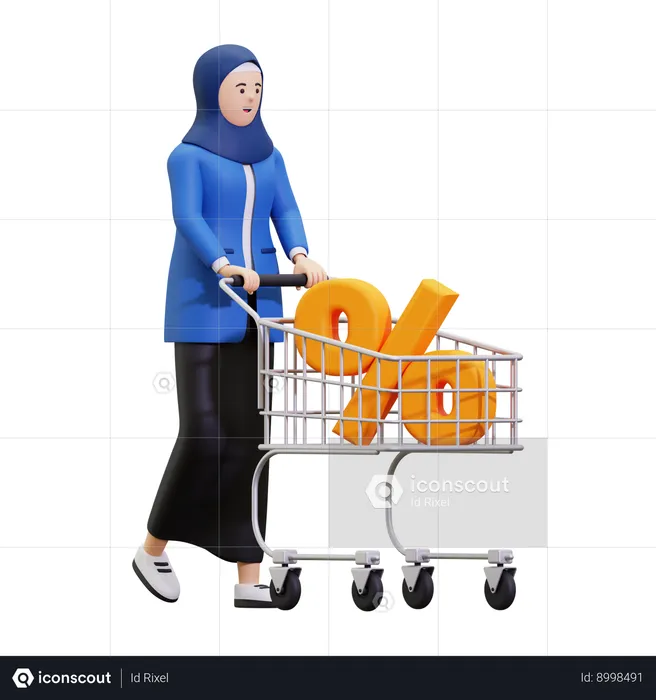 Garota fazendo compras no Ramadã  3D Illustration