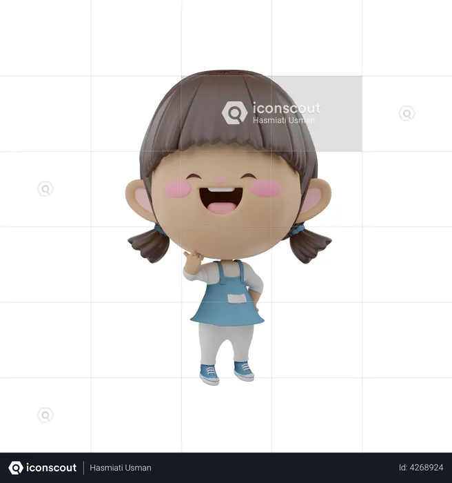 Garota feliz pensando em algo  3D Illustration