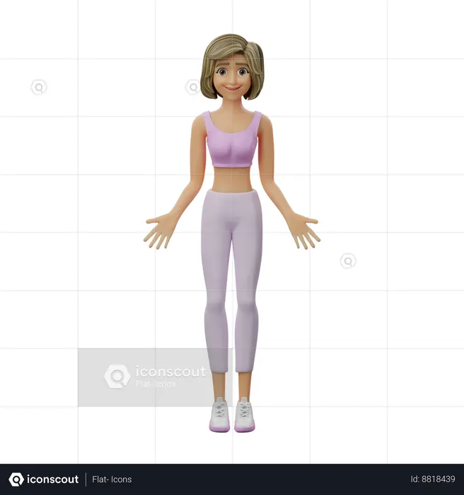 Garota fitness fazendo pose de montanha  3D Icon