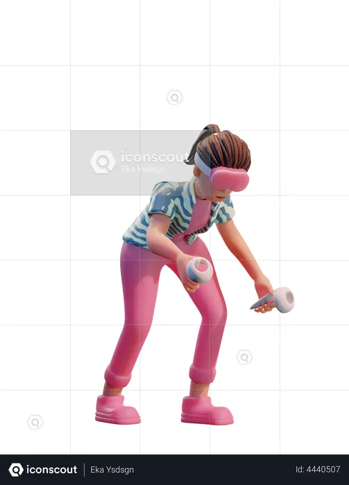 Garota usando tecnologia vr  3D Icon