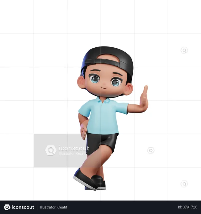 Garoto fofo fazendo uma pose legal  3D Illustration