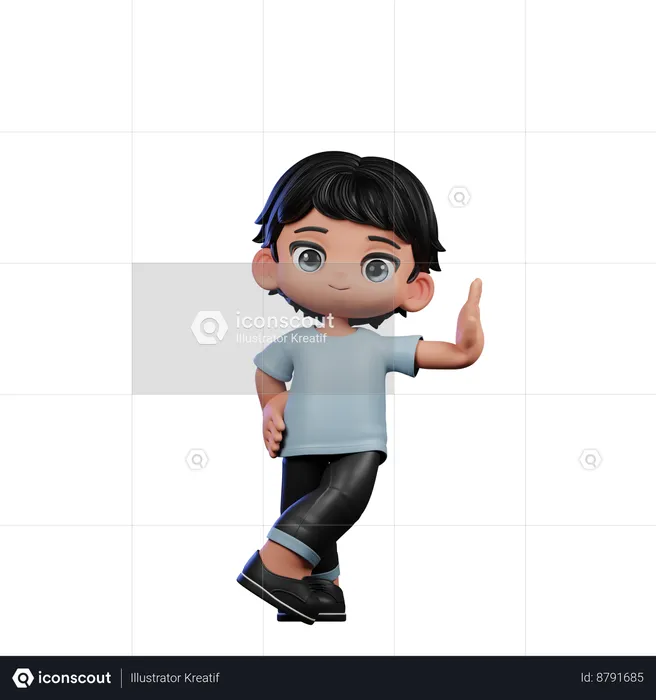 Garoto fofo fazendo uma pose legal  3D Illustration