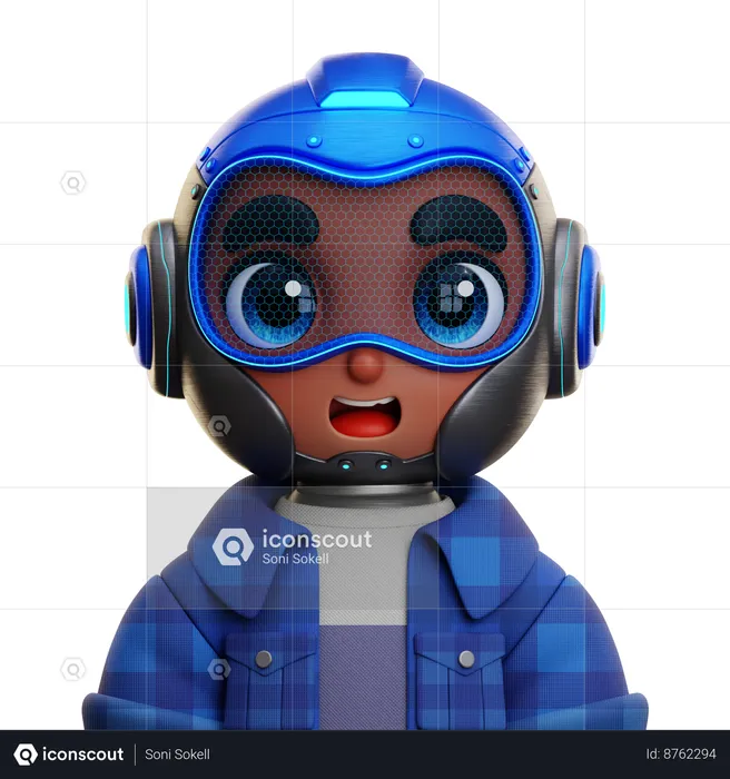 Menino humanóide usa camisa azul  3D Icon