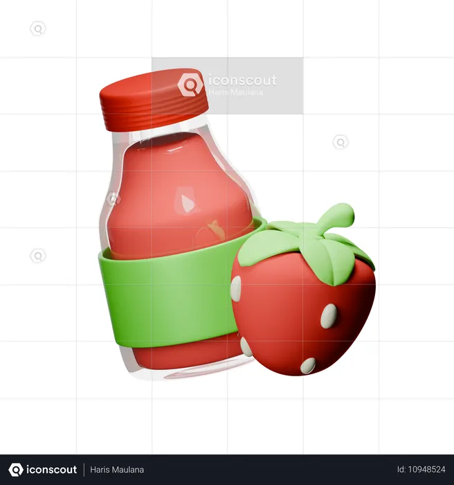 Garrafa de suco de morango  3D Icon