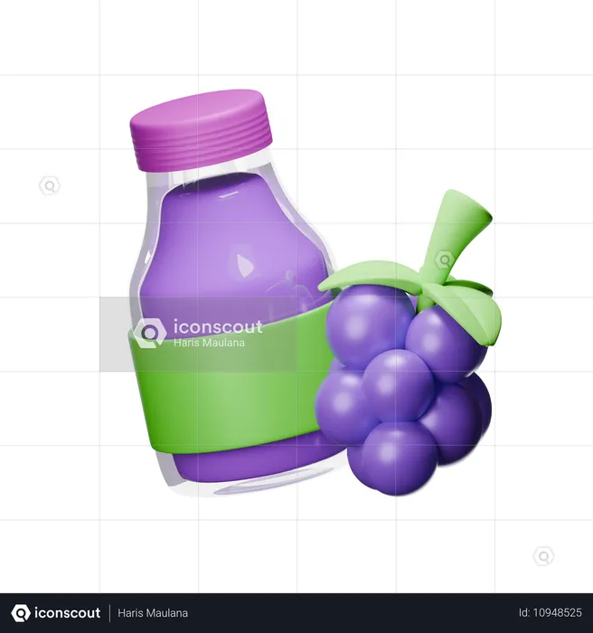 Garrafa de suco de uva  3D Icon