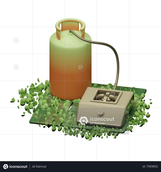 Gas Cylinder And Stove  3D Icon