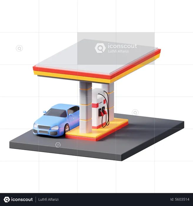 Gas Station  3D Illustration