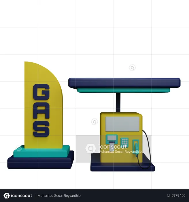 Gas Station  3D Icon