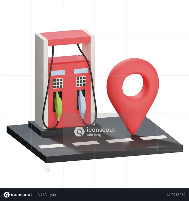 Gas Station Location  3D Illustration