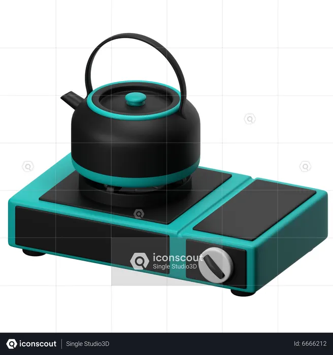 Gas Stove And Kettle  3D Icon