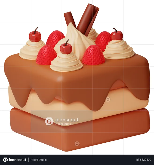 Gâteau aux fraises  3D Icon