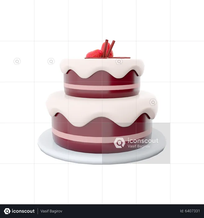 Gâteau aux fraises  3D Icon