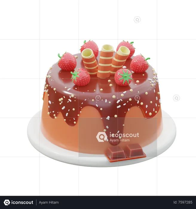 Gâteau aux fraises  3D Icon