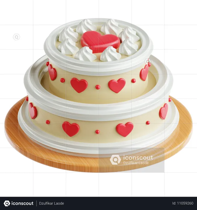 Gâteau romantique  3D Icon