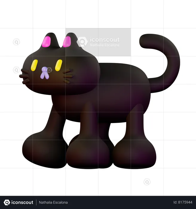 Gato andando olhando para a esquerda  3D Illustration