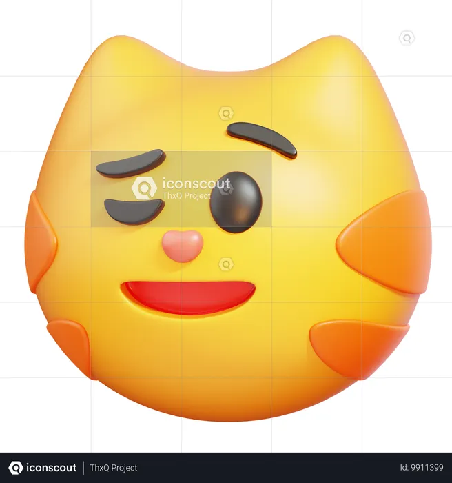 Gato con sonrisa irónica Emoji 3D Icon