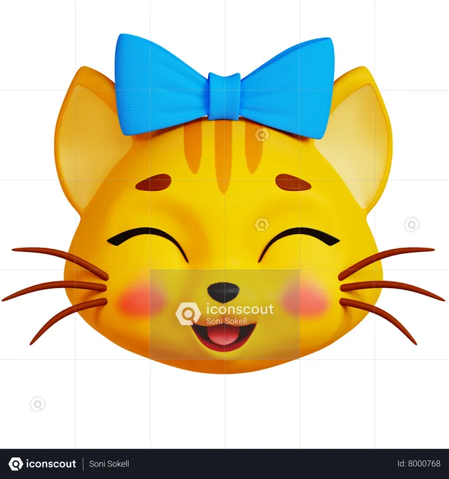 Gato feliz con cinta Emoji 3D Icon