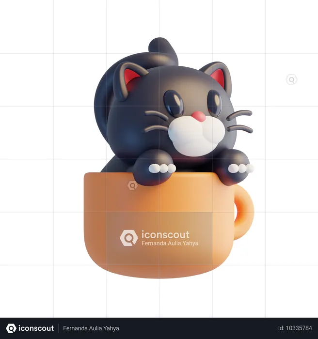 Gato preto  3D Icon