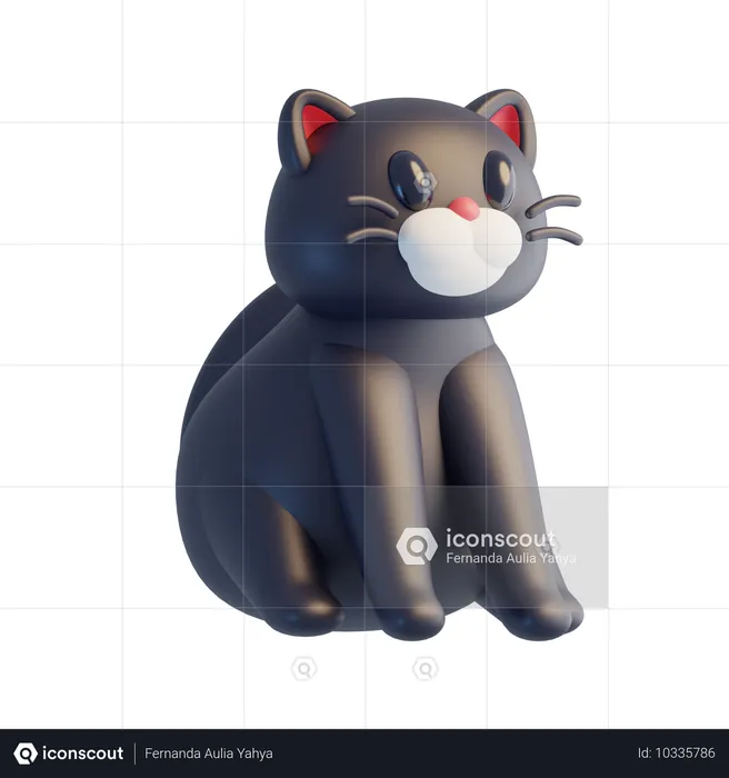 Gato preto  3D Icon